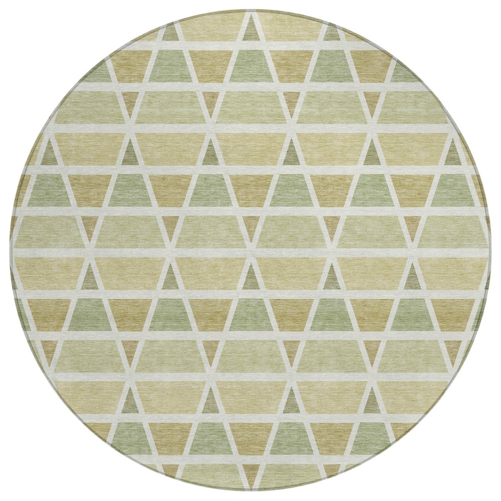 Machine Washable Indoor/Outdoor Chantille ACN2733 Green 8' x 8' Round Rug. Picture 1