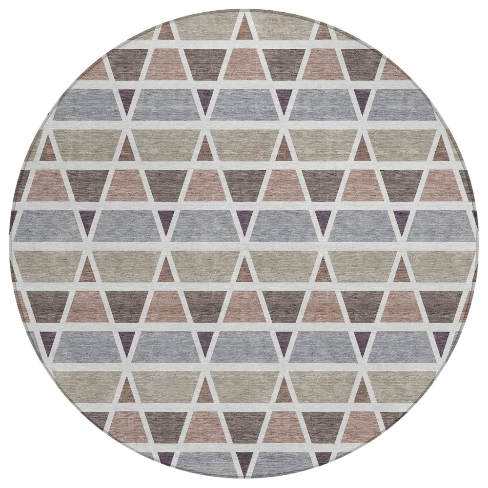 Machine Washable Indoor/Outdoor Chantille ACN2733 Brown 8' x 8' Round Rug. Picture 1