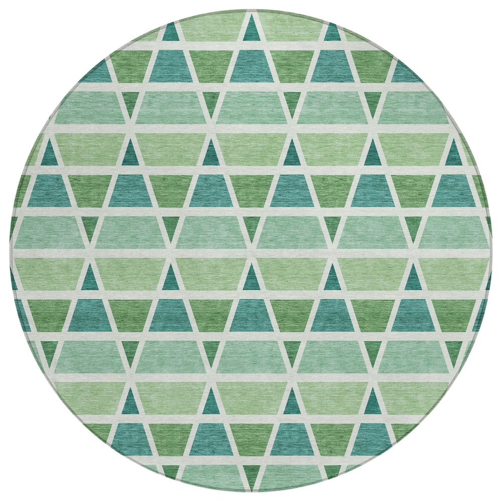 Machine Washable Indoor/Outdoor Chantille ACN2733 Teal 8' x 8' Round Rug. Picture 1