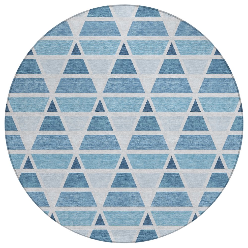 Machine Washable Indoor/Outdoor Chantille ACN2734 Blue 8' x 8' Round Rug. Picture 1