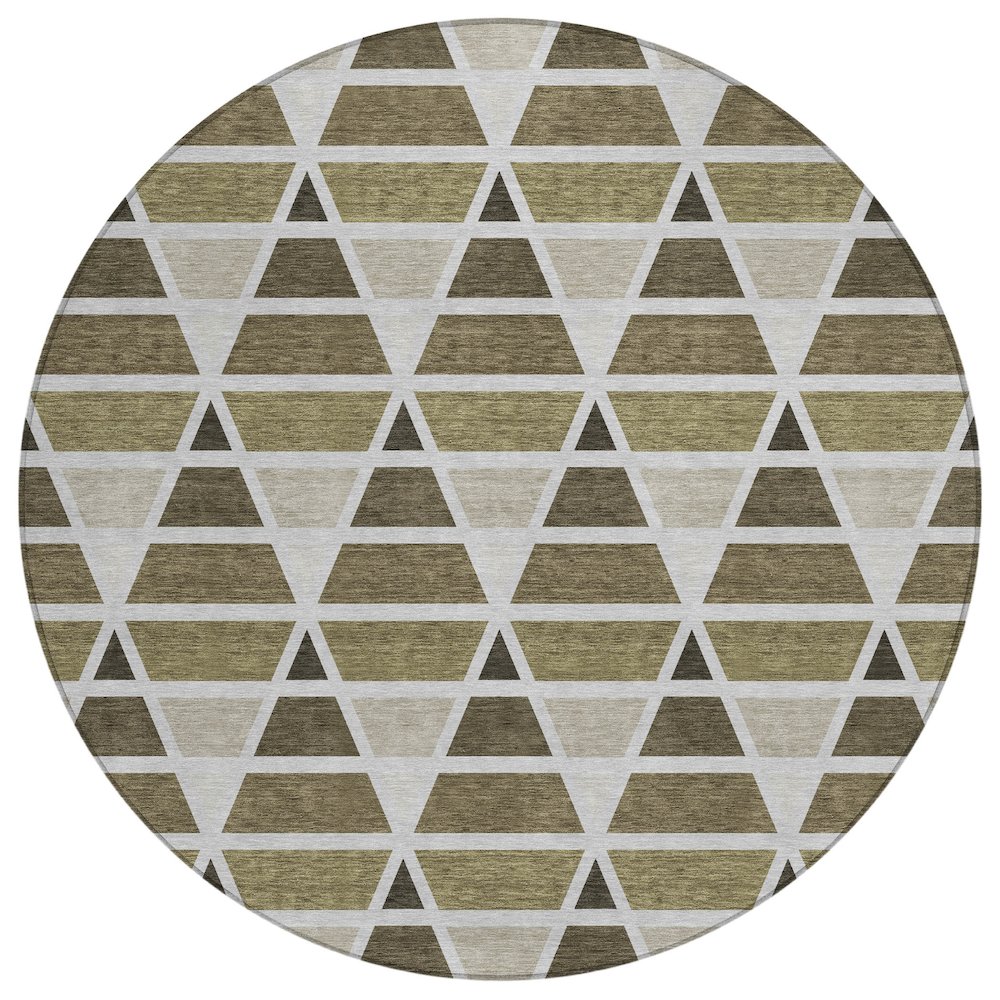 Machine Washable Indoor/Outdoor Chantille ACN2734 Brown 8' x 8' Round Rug. Picture 1