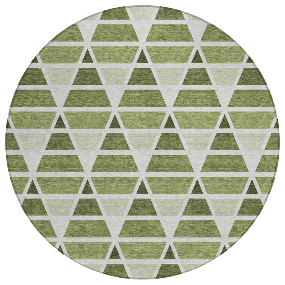 Machine Washable Indoor/Outdoor Chantille ACN2734 Green 8' x 8' Round Rug. Picture 1