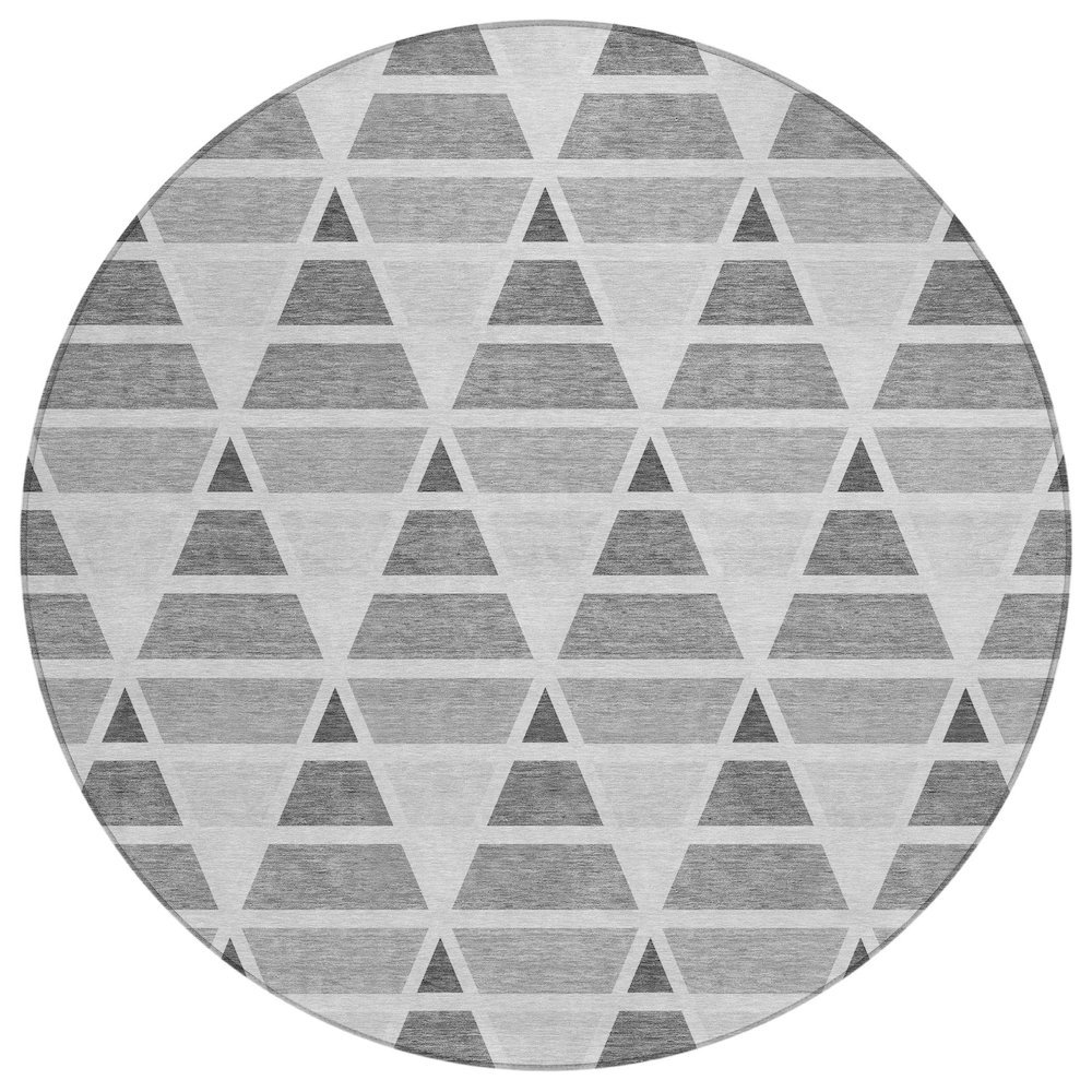 Machine Washable Indoor/Outdoor Chantille ACN2734 Gray 8' x 8' Round Rug. Picture 1