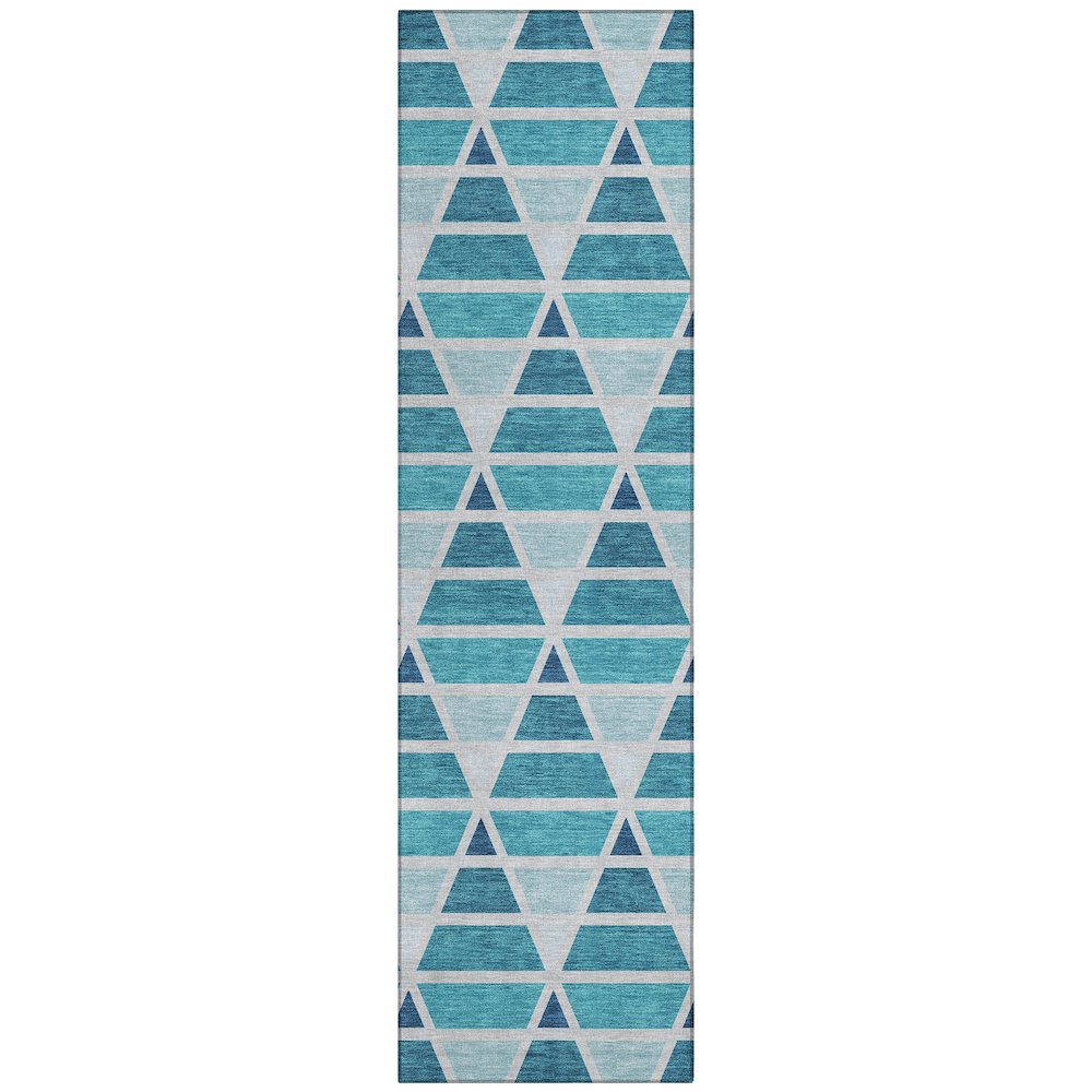 Machine Washable Indoor/Outdoor Chantille ACN2734 Teal 2'3" x 7'6" Runner Rug. Picture 1