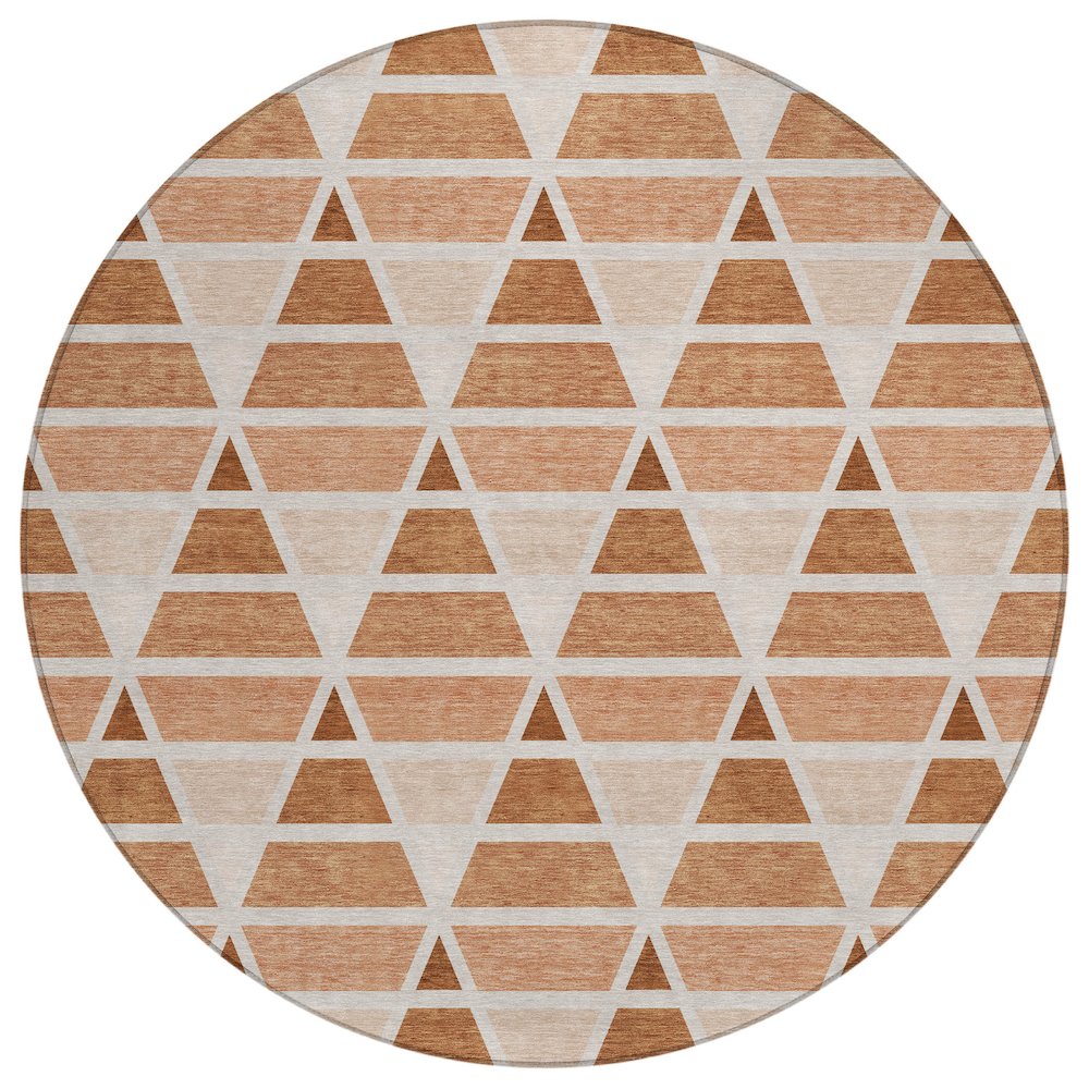 Machine Washable Indoor/Outdoor Chantille ACN2734 Orange 8' x 8' Round Rug. Picture 1