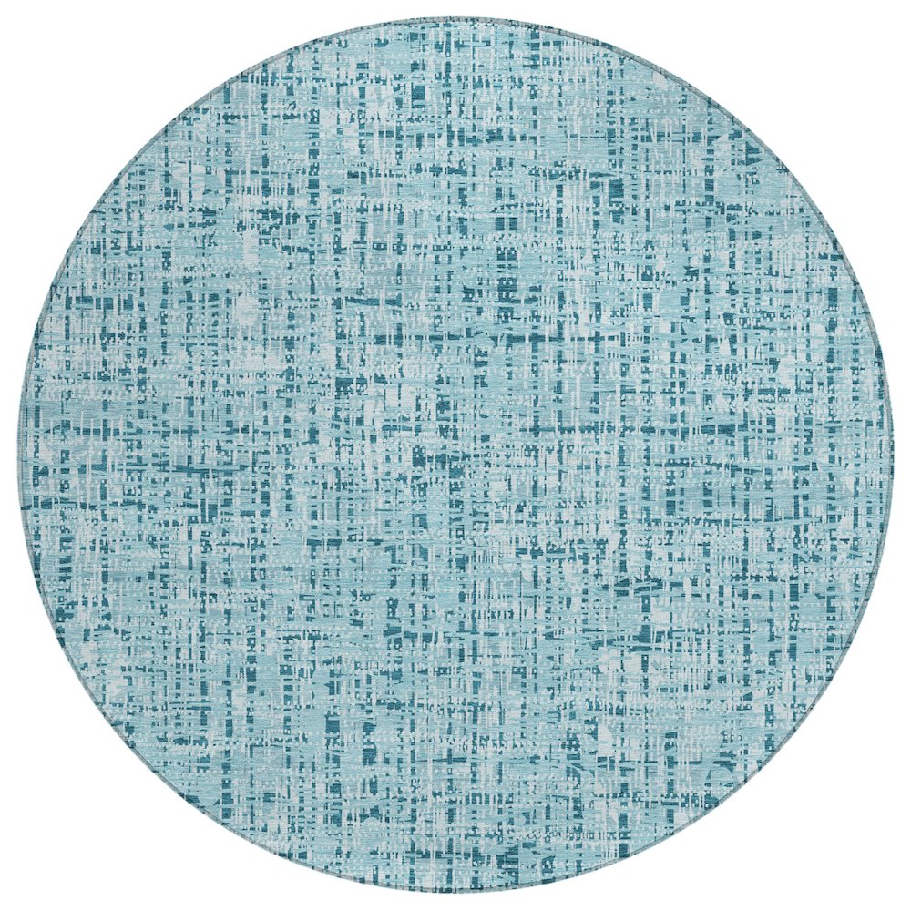 Machine Washable Indoor/Outdoor Chantille ACN2735 Teal 8' x 8' Round Rug. Picture 1