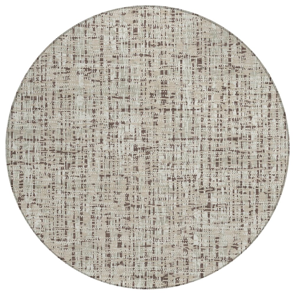 Machine Washable Indoor/Outdoor Chantille ACN2735 Brown 8' x 8' Round Rug. Picture 1