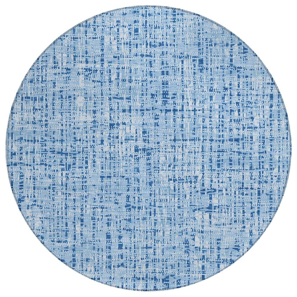 Machine Washable Indoor/Outdoor Chantille ACN2735 Blue 8' x 8' Round Rug. Picture 1