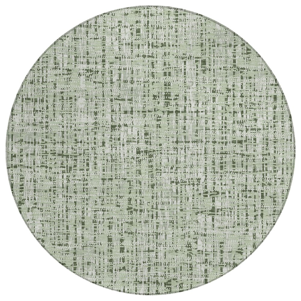 Machine Washable Indoor/Outdoor Chantille ACN2735 Green 8' x 8' Round Rug. Picture 1