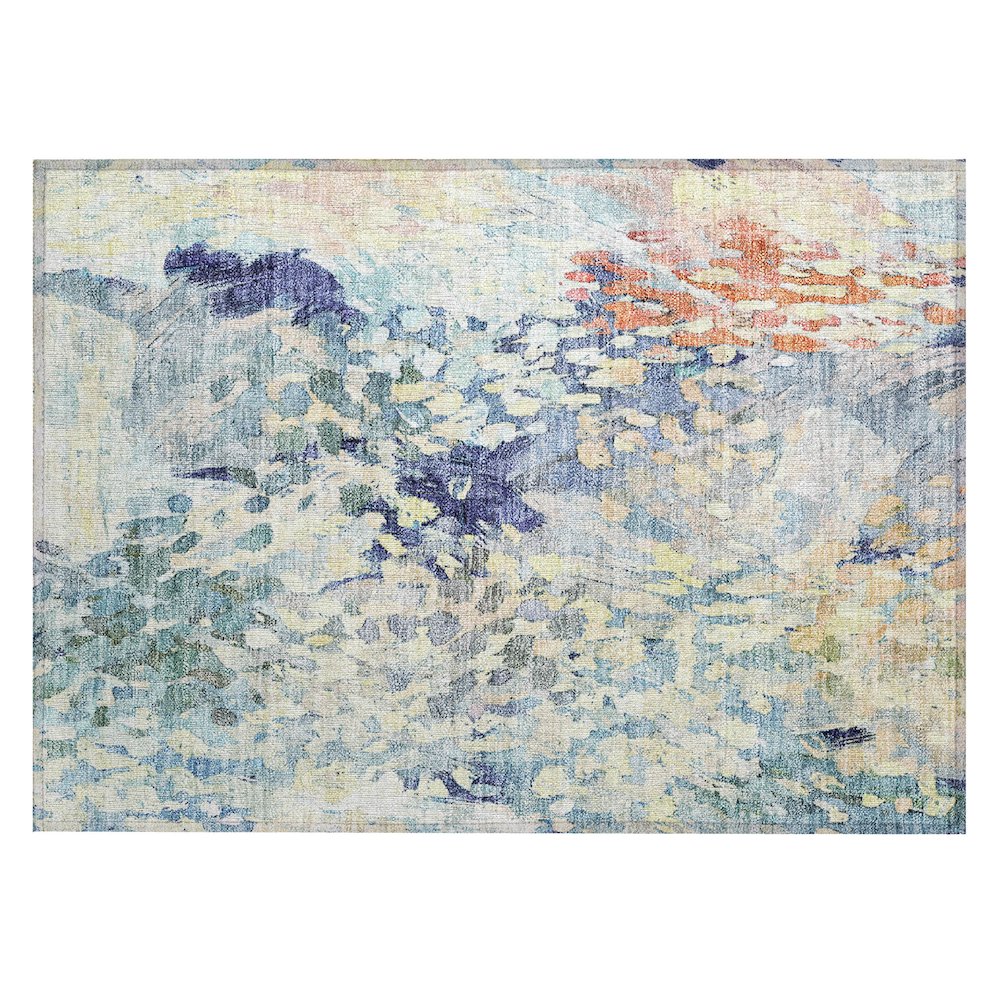 Machine Washable Indoor/Outdoor Chantille ACN2736 Blue 1'8" x 2'6" Rug. Picture 1