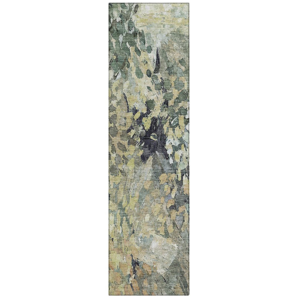 Machine Washable Indoor/Outdoor Chantille ACN2736 Green 2'3" x 7'6" Runner Rug. Picture 1