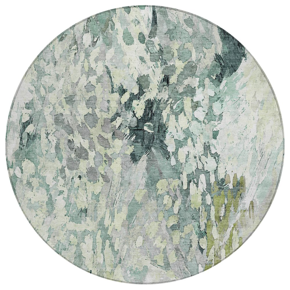 Machine Washable Indoor/Outdoor Chantille ACN2736 Green 8' x 8' Round Rug. Picture 1