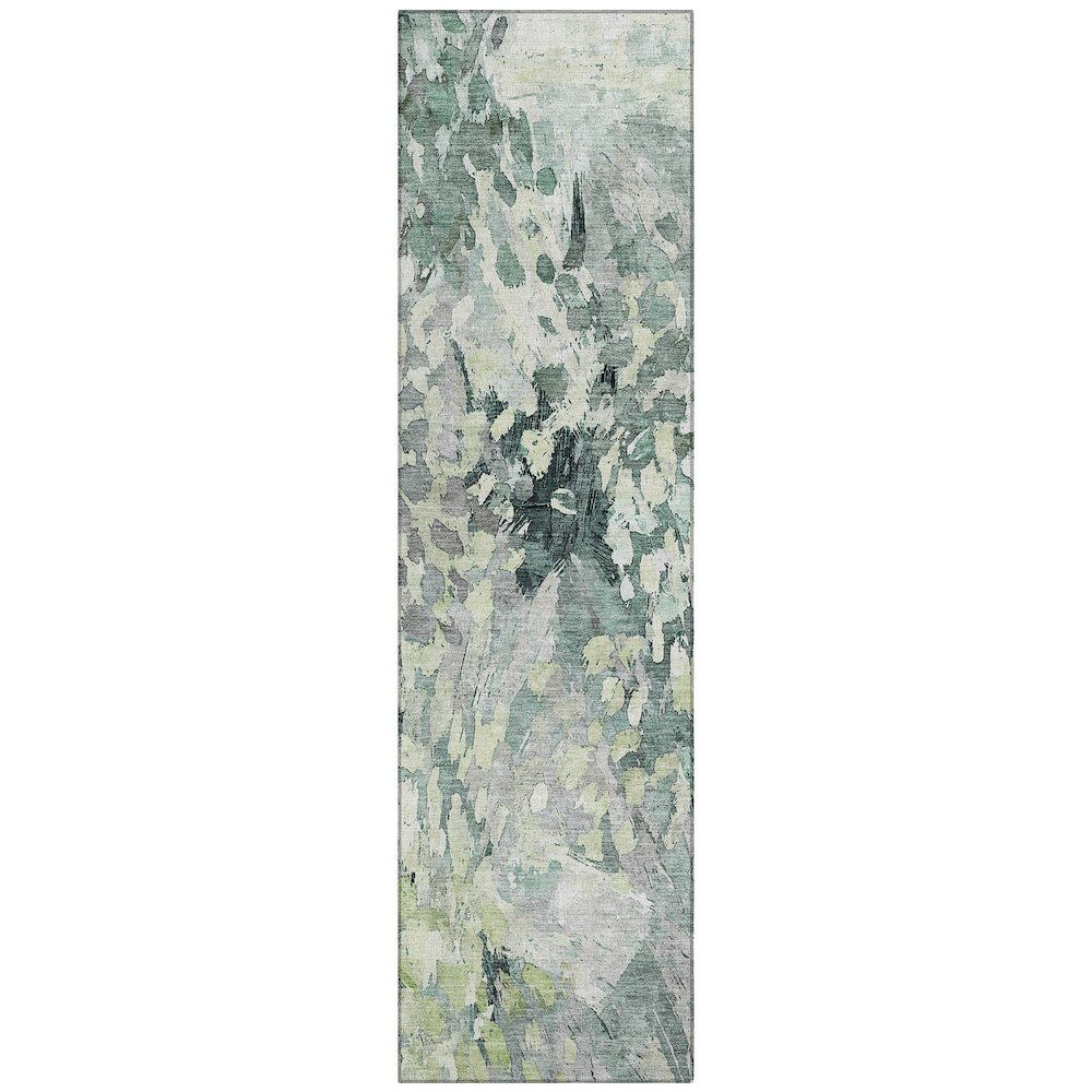 Machine Washable Indoor/Outdoor Chantille ACN2736 Green 2'3" x 7'6" Runner Rug. Picture 1