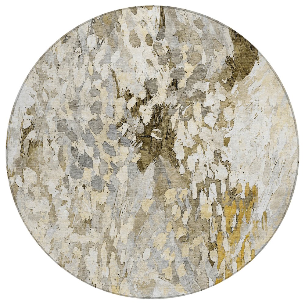 Machine Washable Indoor/Outdoor Chantille ACN2736 Brown 8' x 8' Round Rug. Picture 1