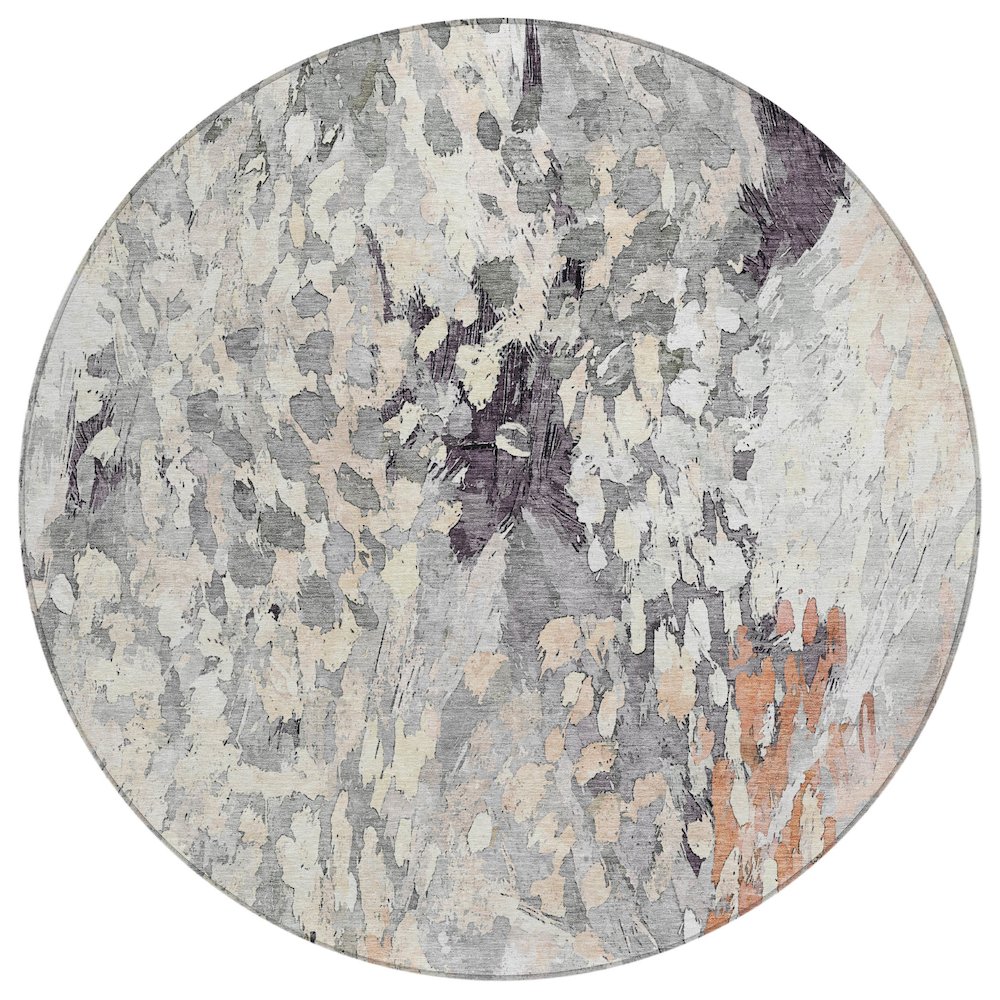 Machine Washable Indoor/Outdoor Chantille ACN2736 Gray 8' x 8' Round Rug. Picture 1