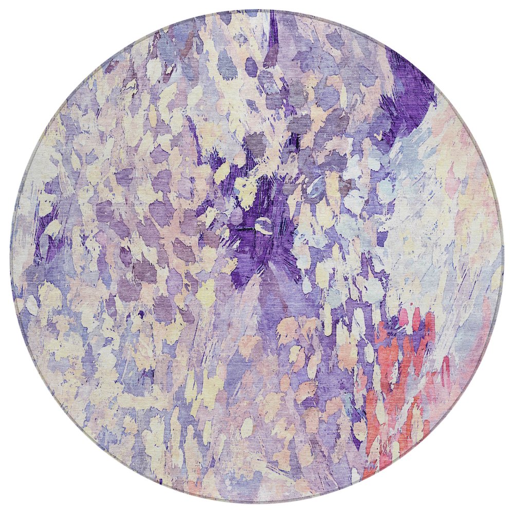 Machine Washable Indoor/Outdoor Chantille ACN2736 Purple 8' x 8' Round Rug. Picture 1