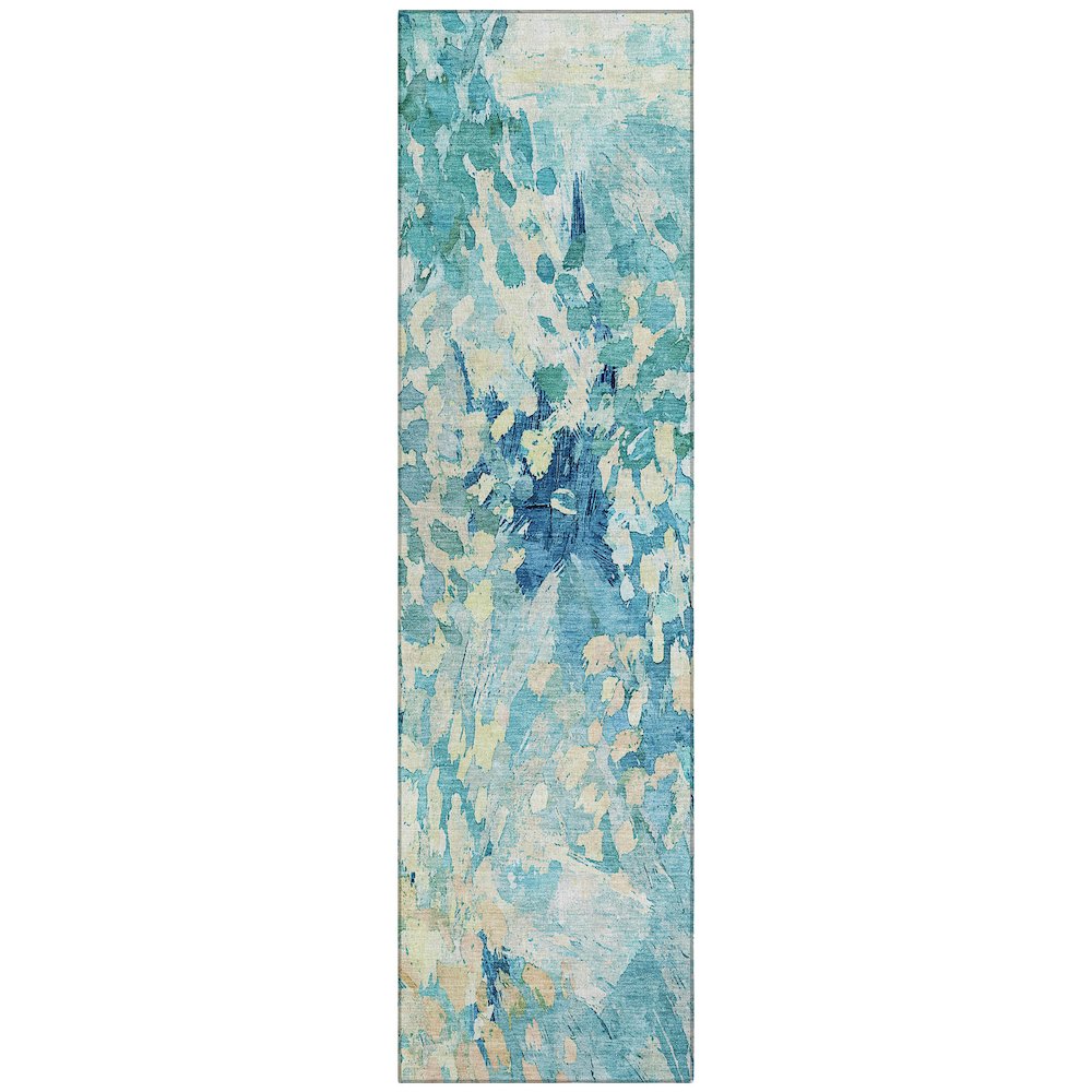 Machine Washable Indoor/Outdoor Chantille ACN2736 Teal 2'3" x 7'6" Runner Rug. Picture 1