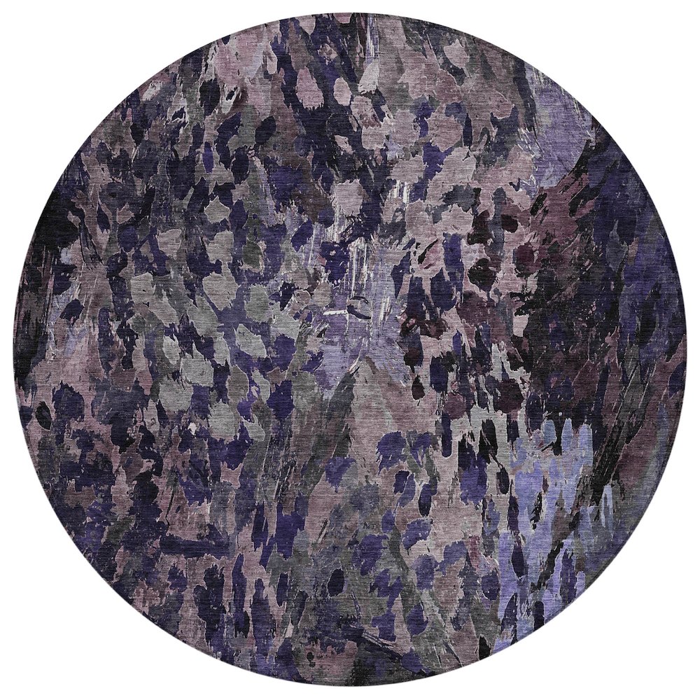 Machine Washable Indoor/Outdoor Chantille ACN2737 Purple 8' x 8' Round Rug. Picture 1