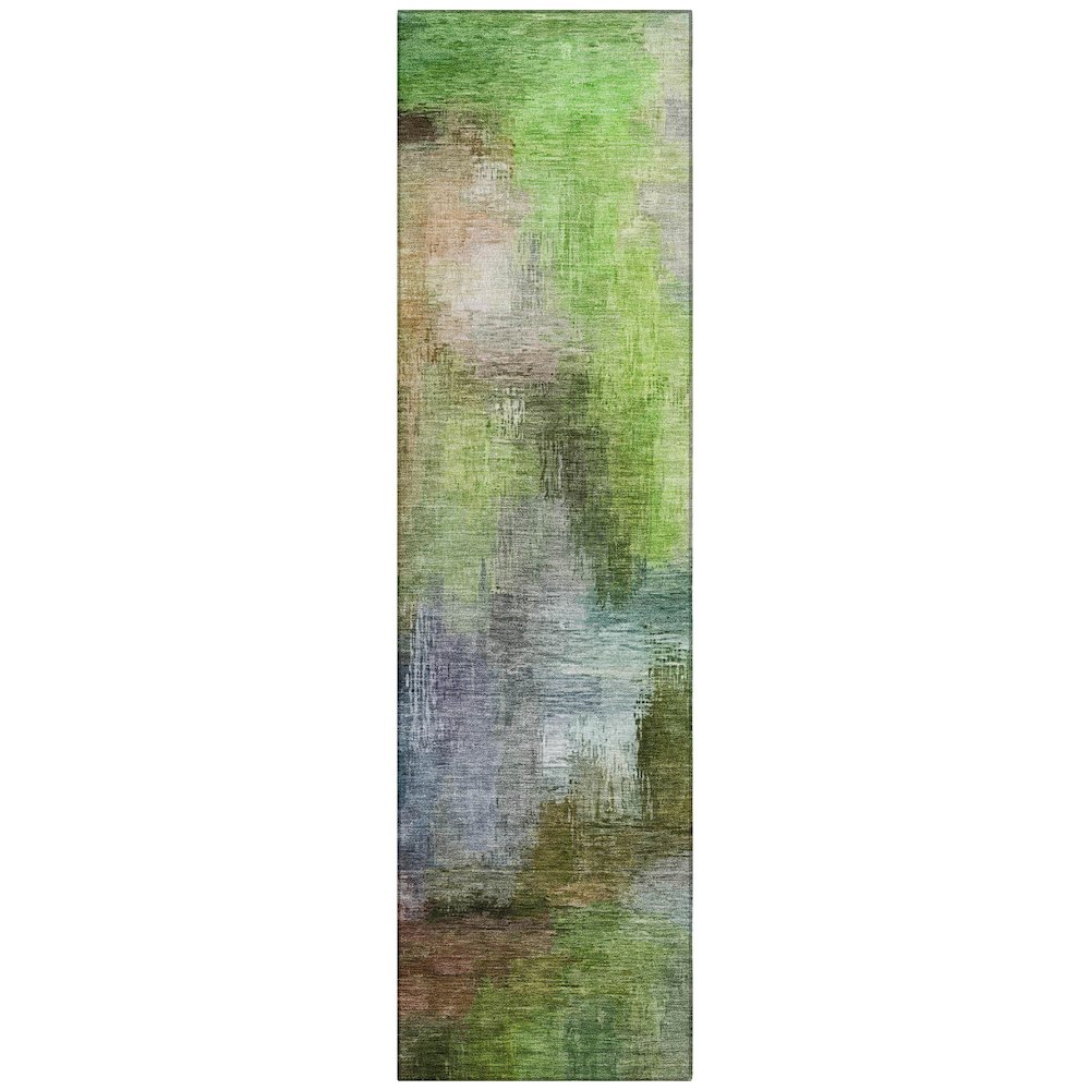 Machine Washable Indoor/Outdoor Chantille ACN2738 Green 2'3" x 7'6" Runner Rug. Picture 1