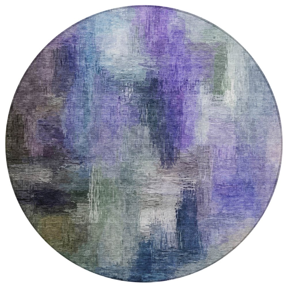 Machine Washable Indoor/Outdoor Chantille ACN2738 Purple 8' x 8' Round Rug. Picture 1