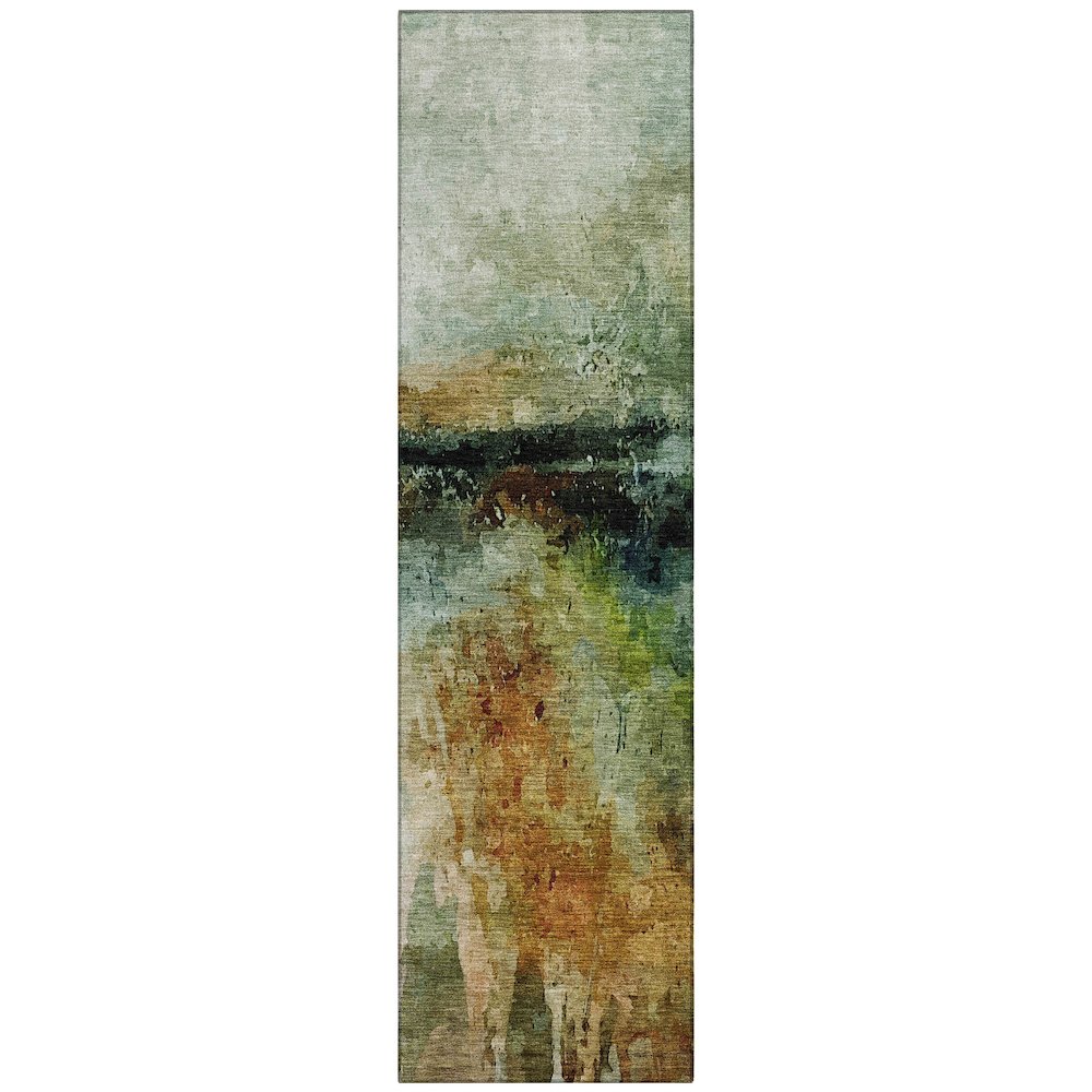 Machine Washable Indoor/Outdoor Chantille ACN2739 Green 2'3" x 7'6" Runner Rug. Picture 1