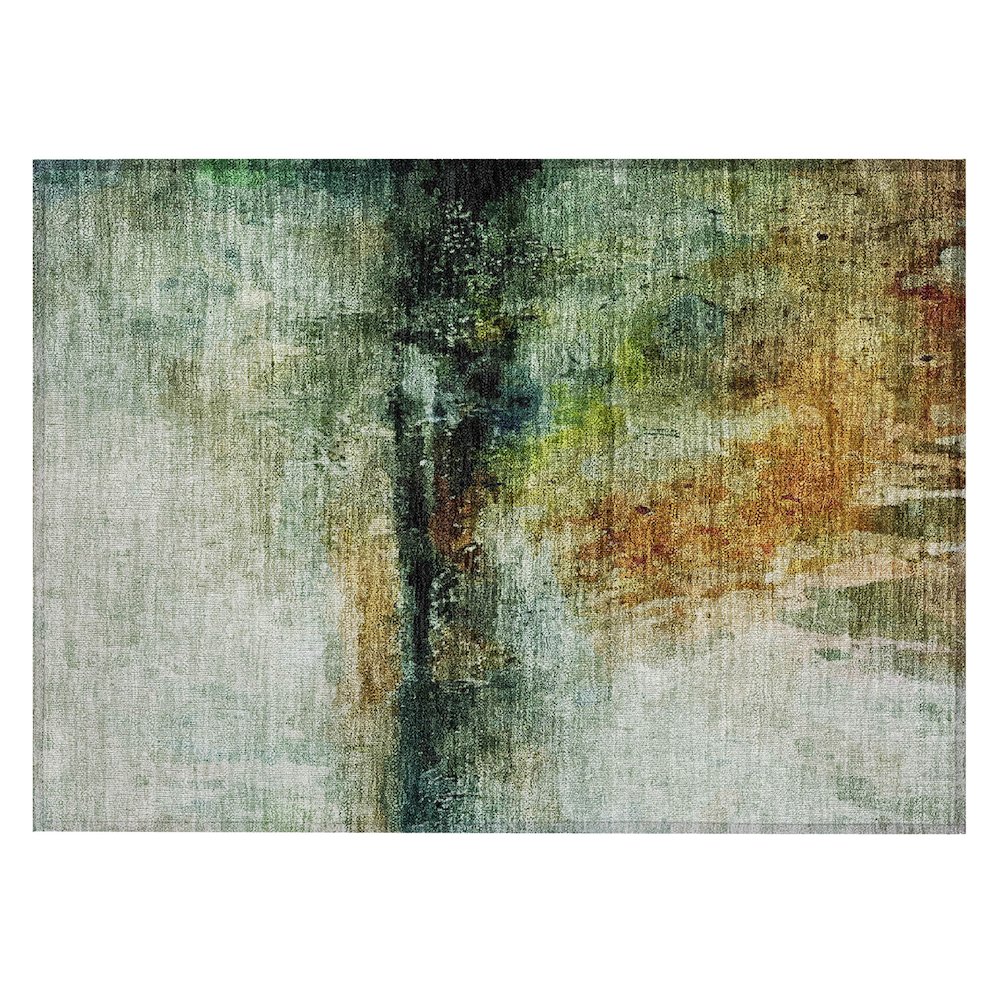 Machine Washable Indoor/Outdoor Chantille ACN2739 Green 1'8" x 2'6" Rug. Picture 1