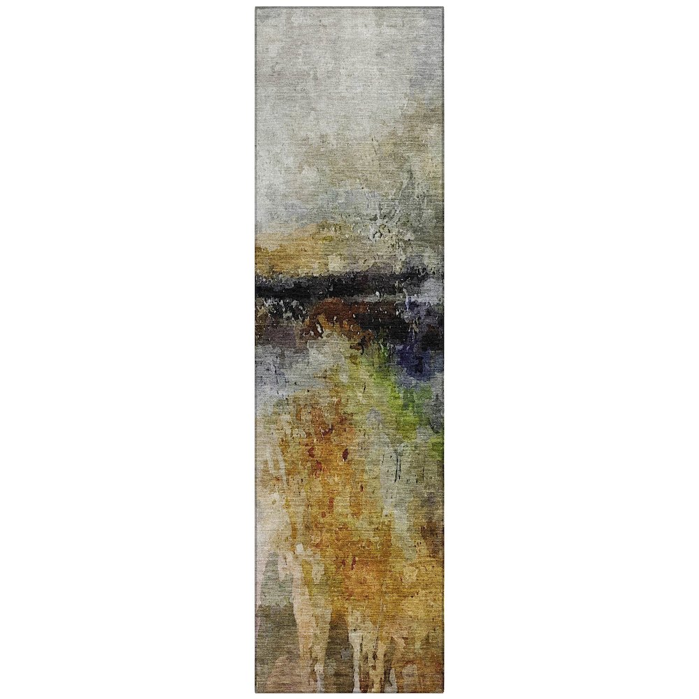 Machine Washable Indoor/Outdoor Chantille ACN2739 Orange 2'3" x 7'6" Runner Rug. Picture 1