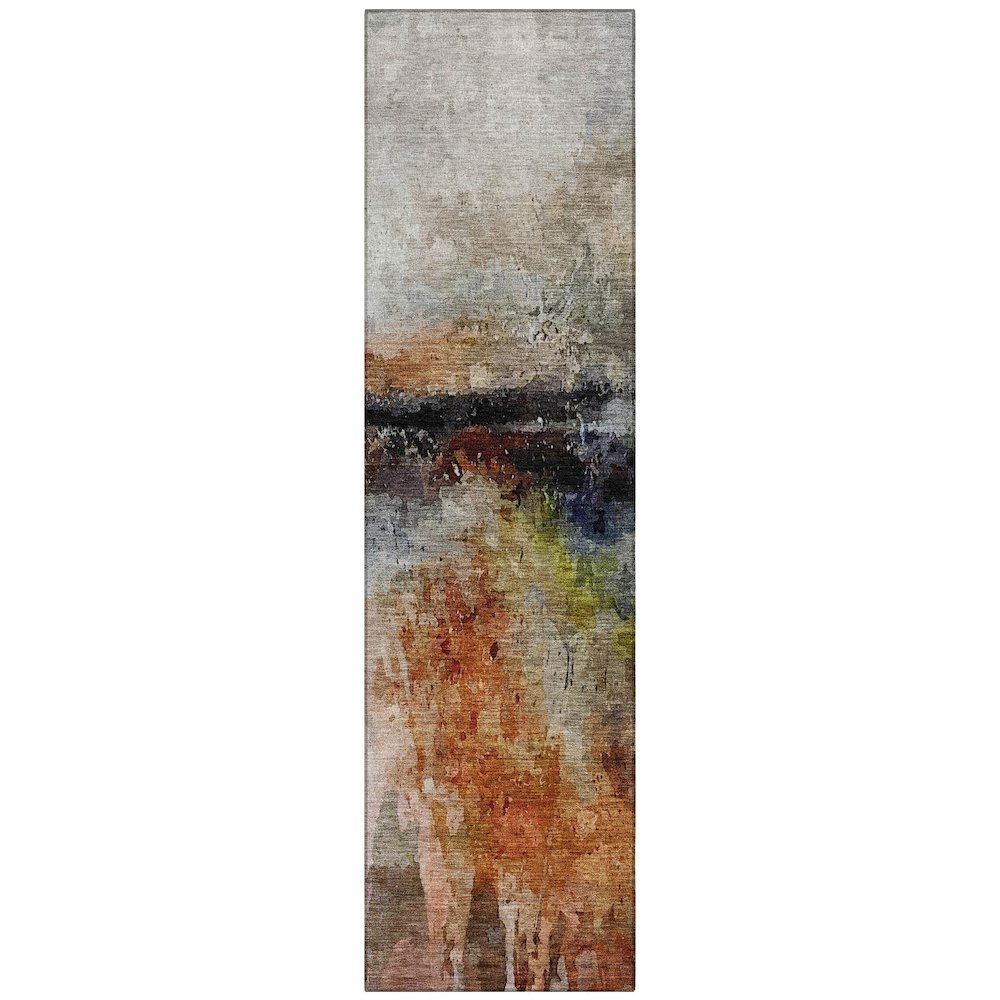 Machine Washable Indoor/Outdoor Chantille ACN2739 Orange 2'3" x 7'6" Runner Rug. Picture 1