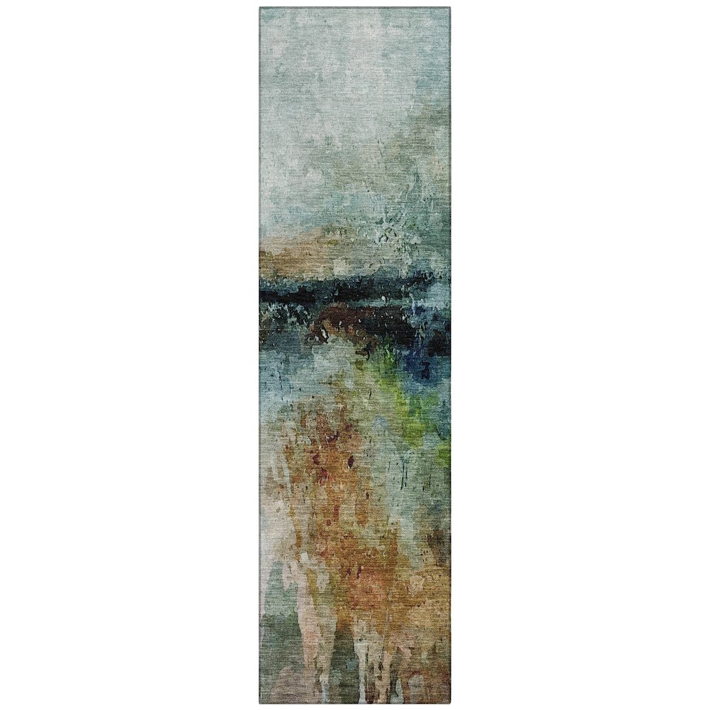 Machine Washable Indoor/Outdoor Chantille ACN2739 Teal 2'3" x 7'6" Runner Rug. Picture 1