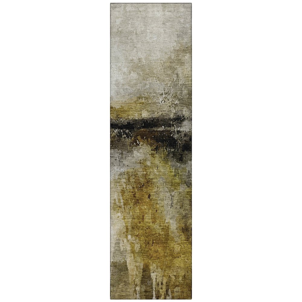 Machine Washable Indoor/Outdoor Chantille ACN2739 Gold 2'3" x 7'6" Runner Rug. Picture 1