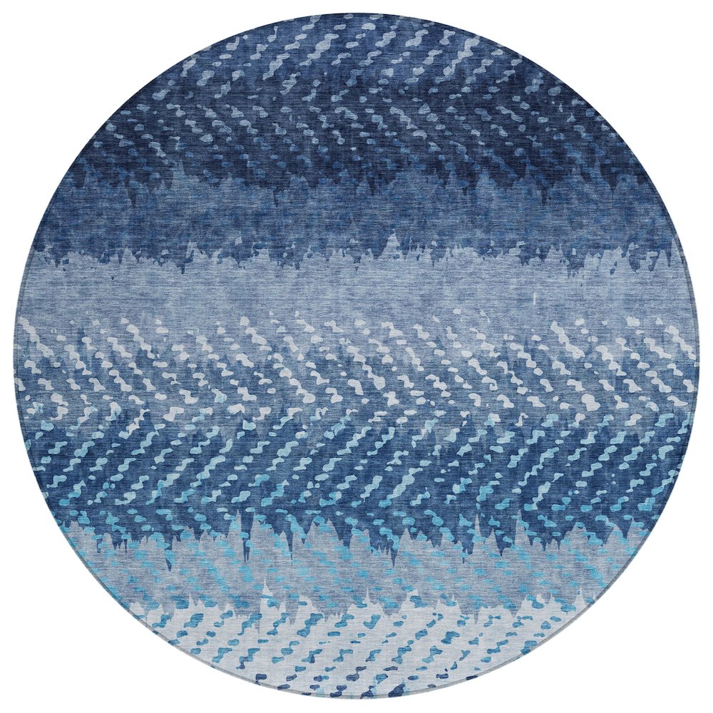 Machine Washable Indoor/Outdoor Chantille ACN2740 Blue 8' x 8' Round Rug. Picture 1