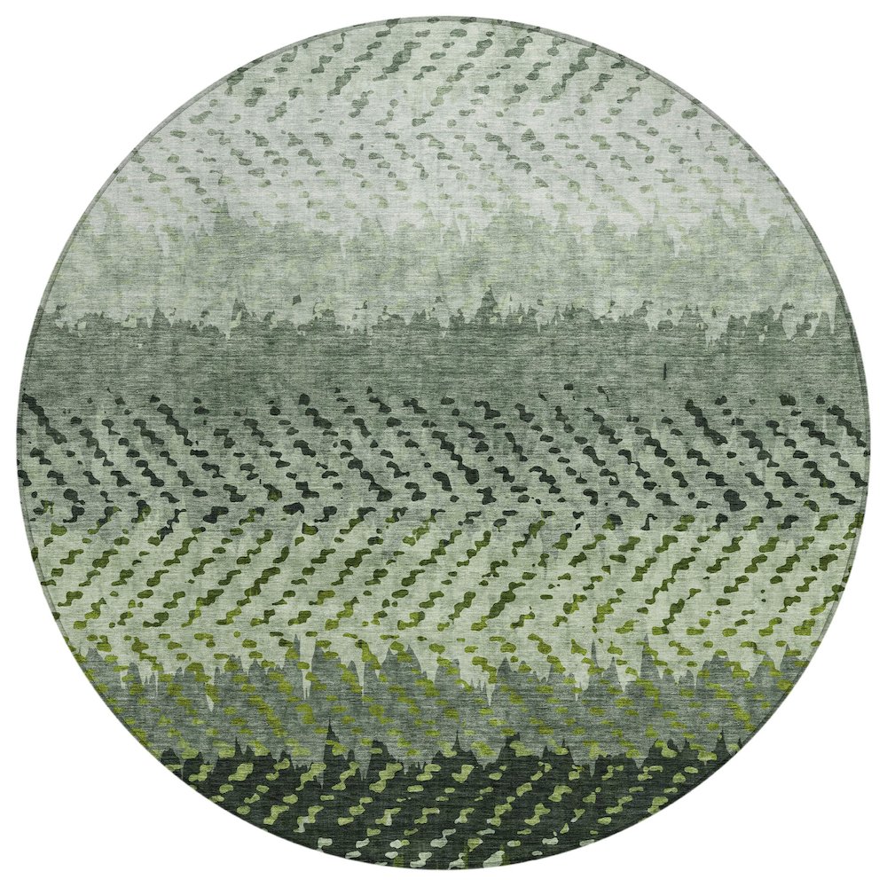 Machine Washable Indoor/Outdoor Chantille ACN2740 Green 8' x 8' Round Rug. Picture 1