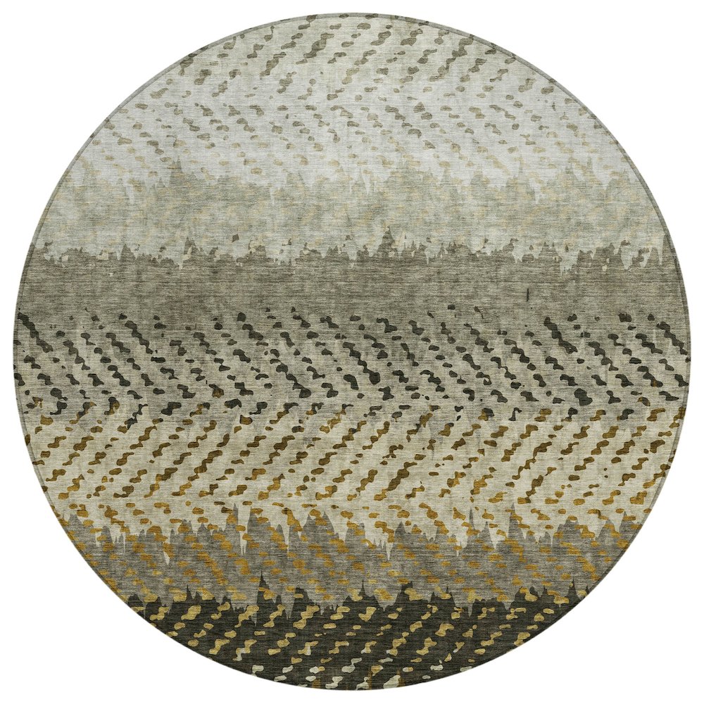 Machine Washable Indoor/Outdoor Chantille ACN2740 Brown 8' x 8' Round Rug. Picture 1