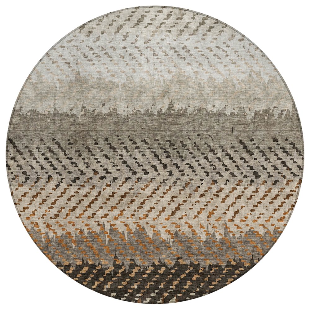 Machine Washable Indoor/Outdoor Chantille ACN2740 Orange 8' x 8' Round Rug. Picture 1