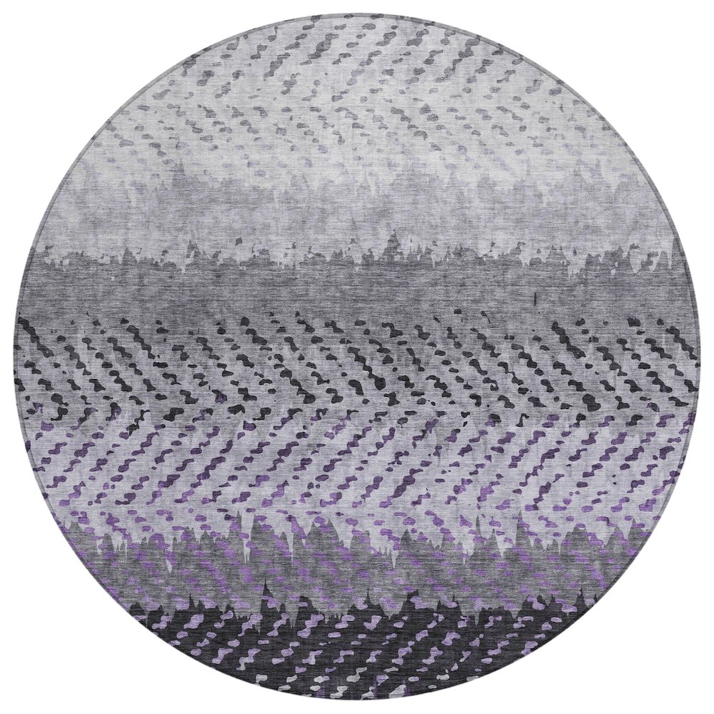 Machine Washable Indoor/Outdoor Chantille ACN2740 Purple 8' x 8' Round Rug. Picture 1