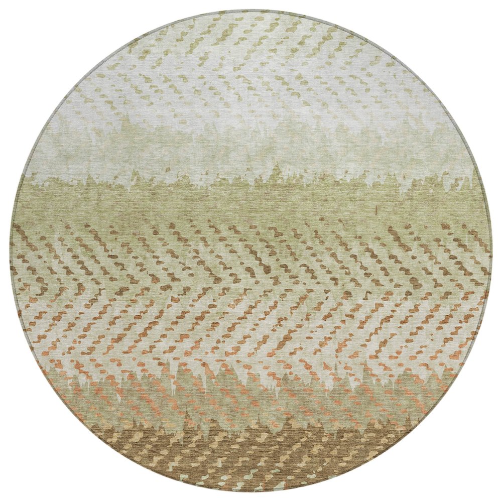 Machine Washable Indoor/Outdoor Chantille ACN2740 Green 8' x 8' Round Rug. Picture 1