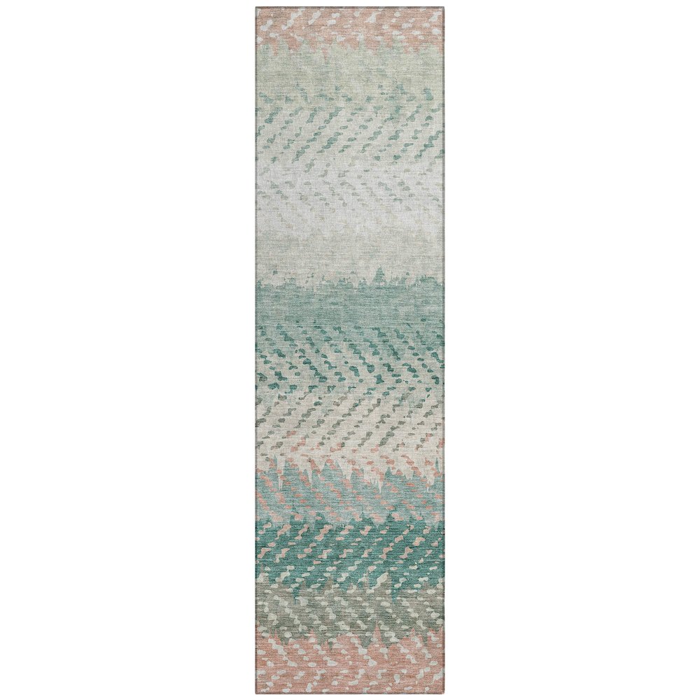 Machine Washable Indoor/Outdoor Chantille ACN2740 Teal 2'3" x 7'6" Runner Rug. Picture 1