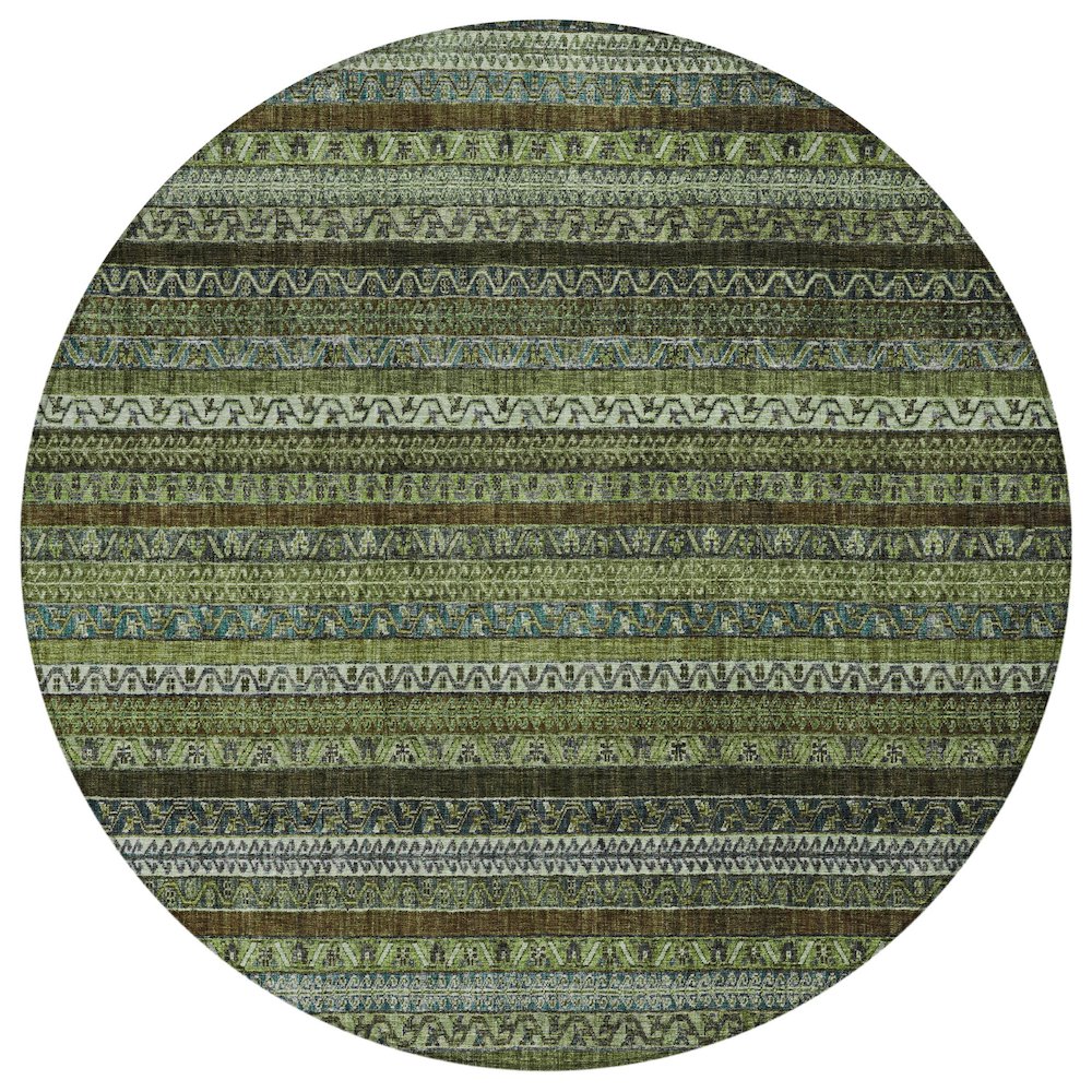 Machine Washable Indoor/Outdoor Chantille ACN2741 Green 8' x 8' Round Rug. Picture 1