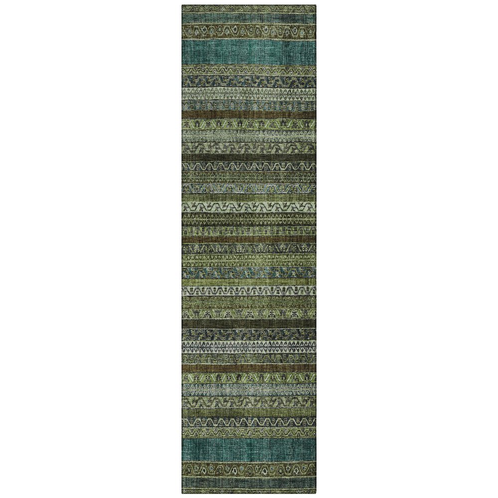 Machine Washable Indoor/Outdoor Chantille ACN2741 Green 2'3" x 7'6" Runner Rug. Picture 1