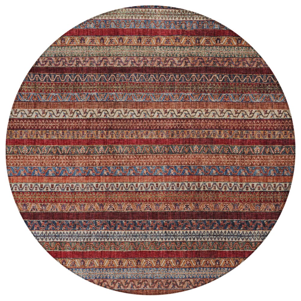 Machine Washable Indoor/Outdoor Chantille ACN2741 Orange 8' x 8' Round Rug. Picture 1