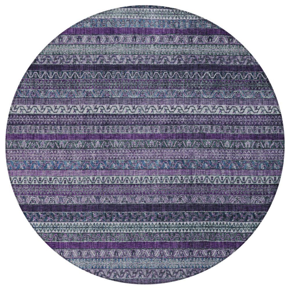 Machine Washable Indoor/Outdoor Chantille ACN2741 Purple 8' x 8' Round Rug. Picture 1