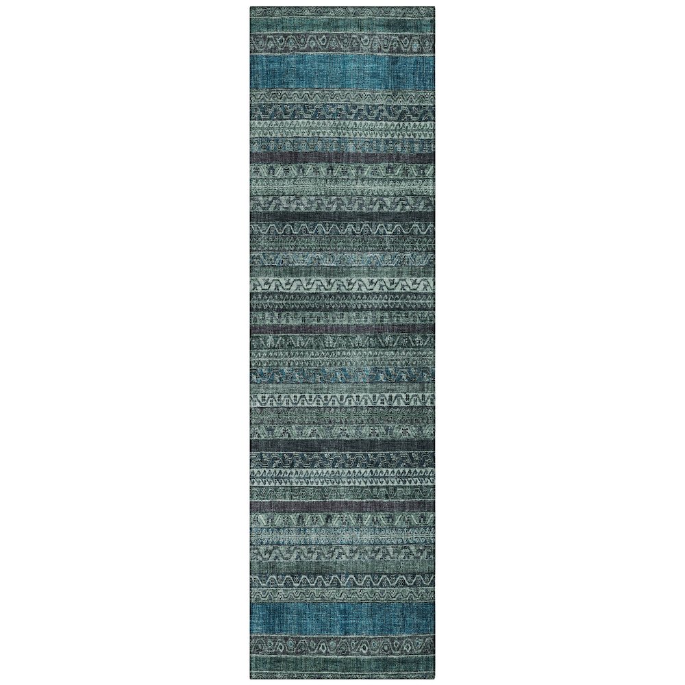 Machine Washable Indoor/Outdoor Chantille ACN2741 Teal 2'3" x 7'6" Runner Rug. Picture 1