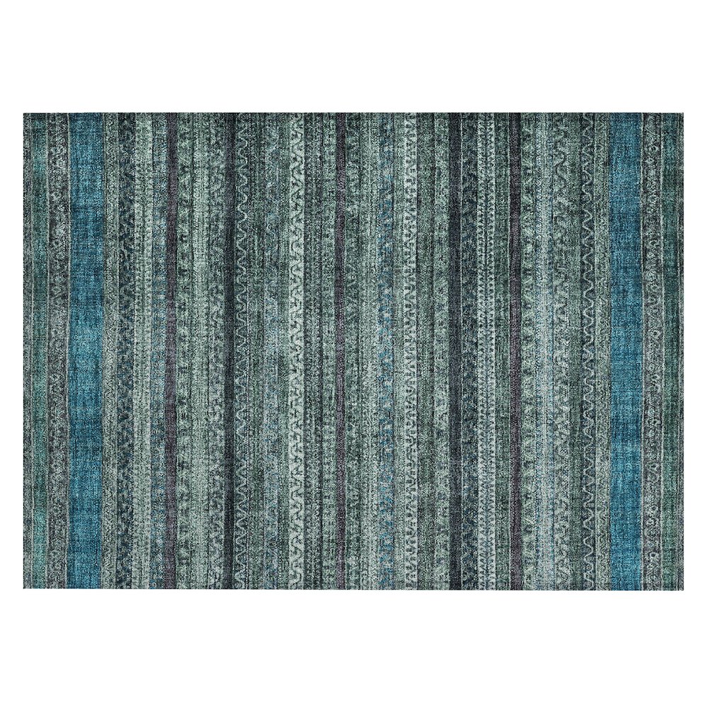 Machine Washable Indoor/Outdoor Chantille ACN2741 Teal 1'8" x 2'6" Rug. Picture 1