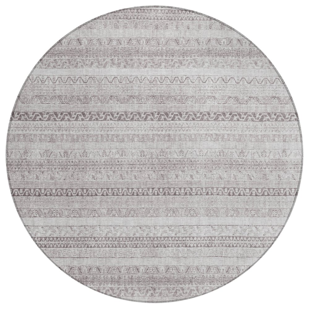 Machine Washable Indoor/Outdoor Chantille ACN2742 Brown 8' x 8' Round Rug. Picture 1