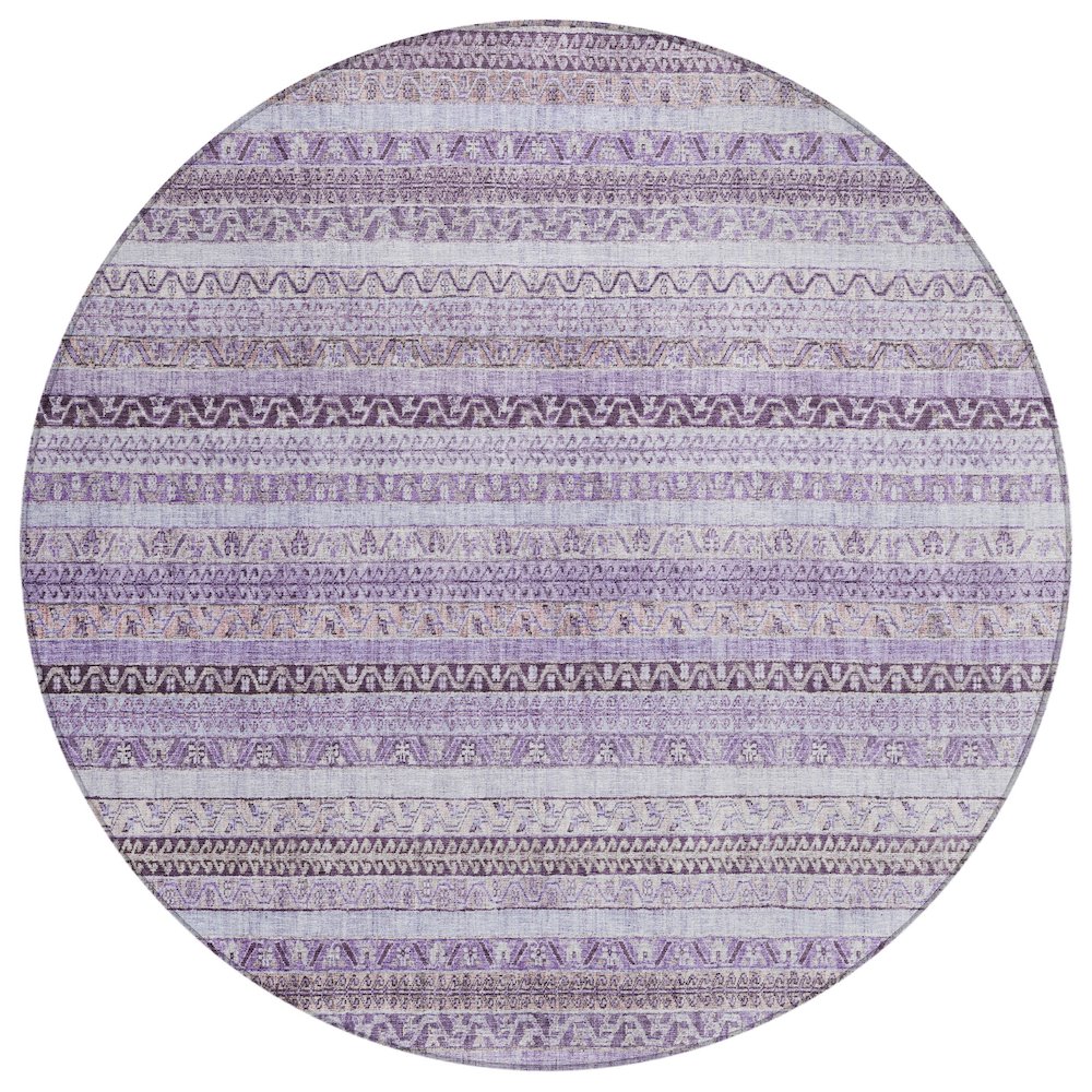 Machine Washable Indoor/Outdoor Chantille ACN2742 Purple 8' x 8' Round Rug. Picture 1
