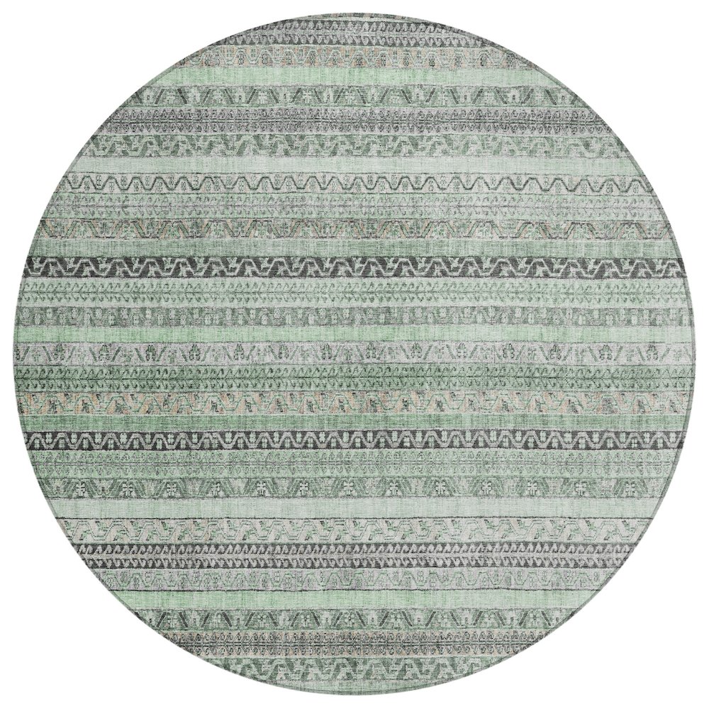 Machine Washable Indoor/Outdoor Chantille ACN2742 Green 8' x 8' Round Rug. Picture 1