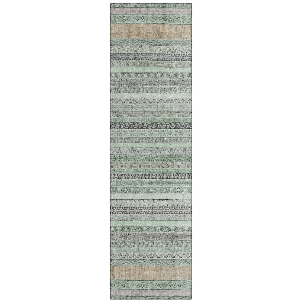 Machine Washable Indoor/Outdoor Chantille ACN2742 Green 2'3" x 7'6" Runner Rug. Picture 1