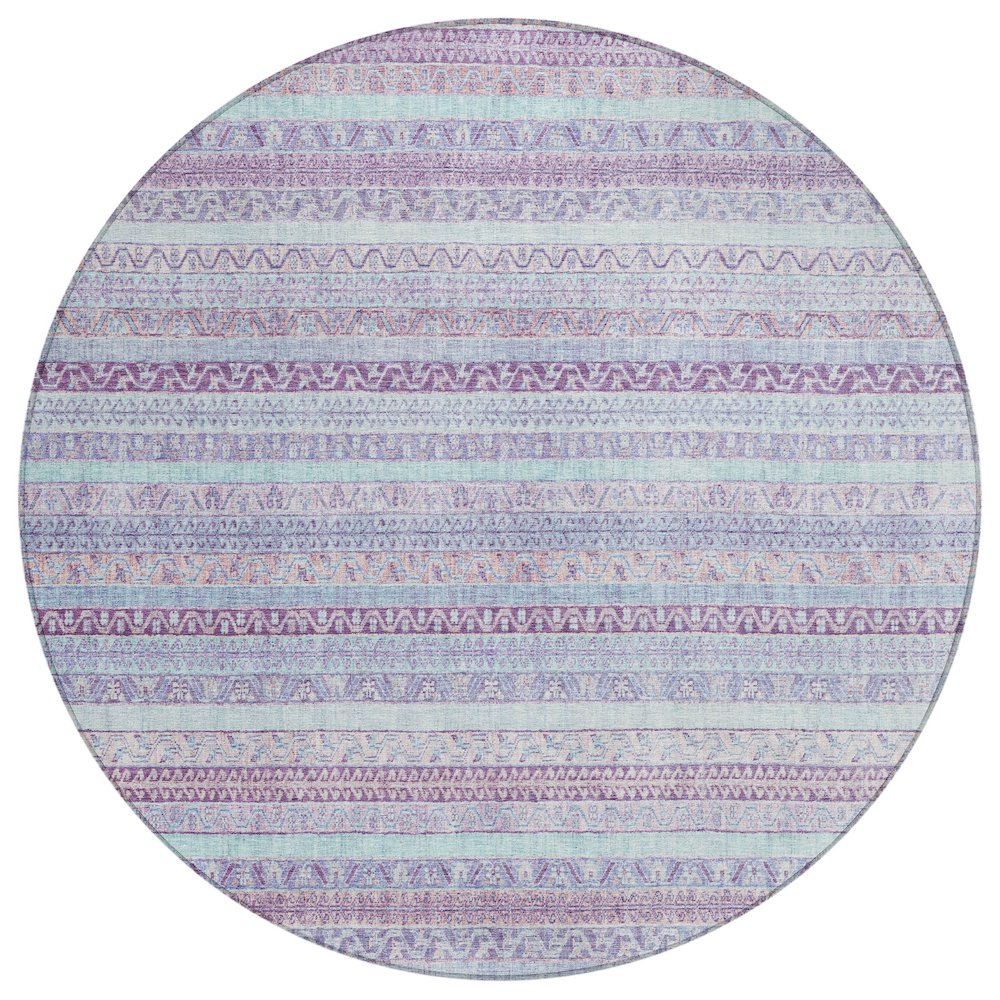 Machine Washable Indoor/Outdoor Chantille ACN2742 Pink 8' x 8' Round Rug. Picture 1