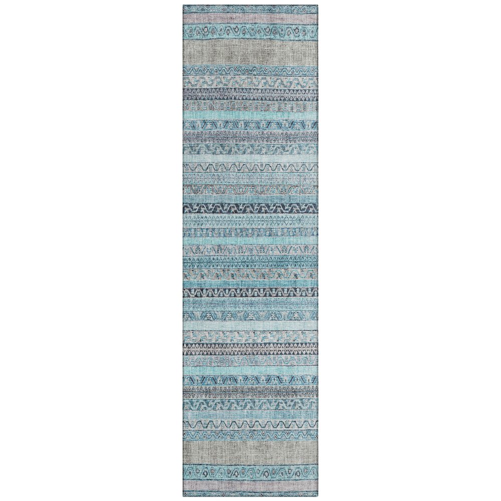 Machine Washable Indoor/Outdoor Chantille ACN2742 Teal 2'3" x 7'6" Runner Rug. Picture 1