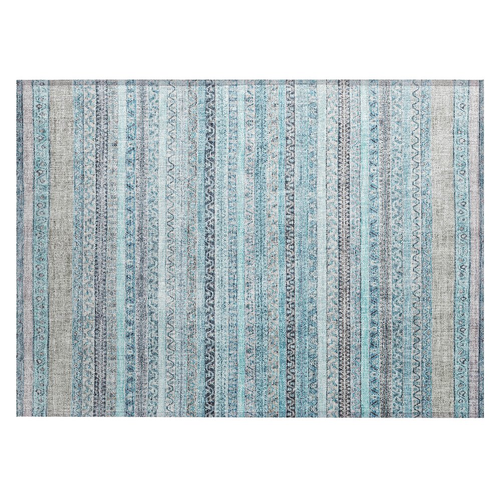 Machine Washable Indoor/Outdoor Chantille ACN2742 Teal 1'8" x 2'6" Rug. Picture 1